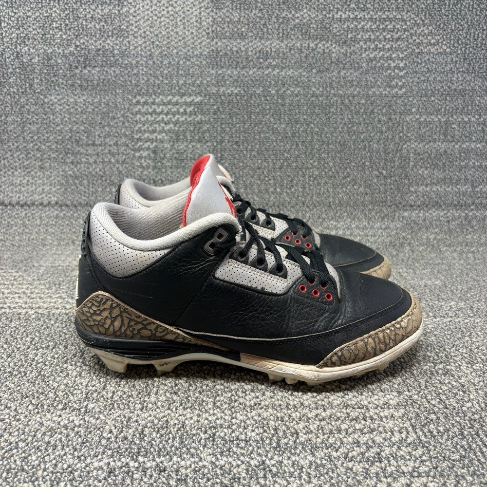 Nike Air Jordan 3 Retro TD 'Black Cement' Football Cleats FZ8626-001 Men's 8.5